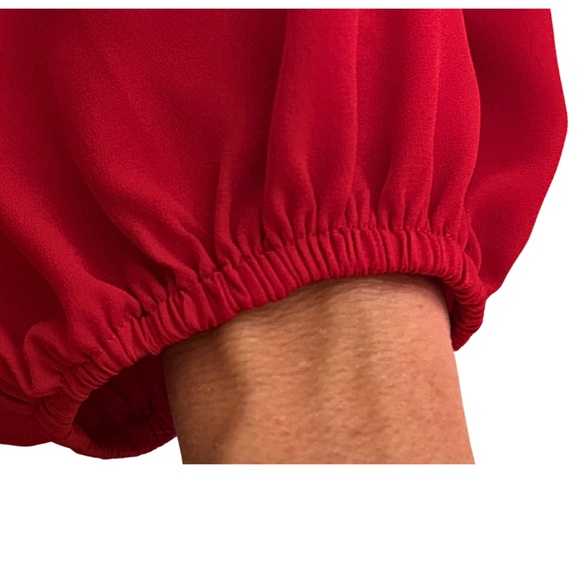 INC Holiday Party Red Long Sleeve Chain V-Neck Blouse - Picture 7 of 7